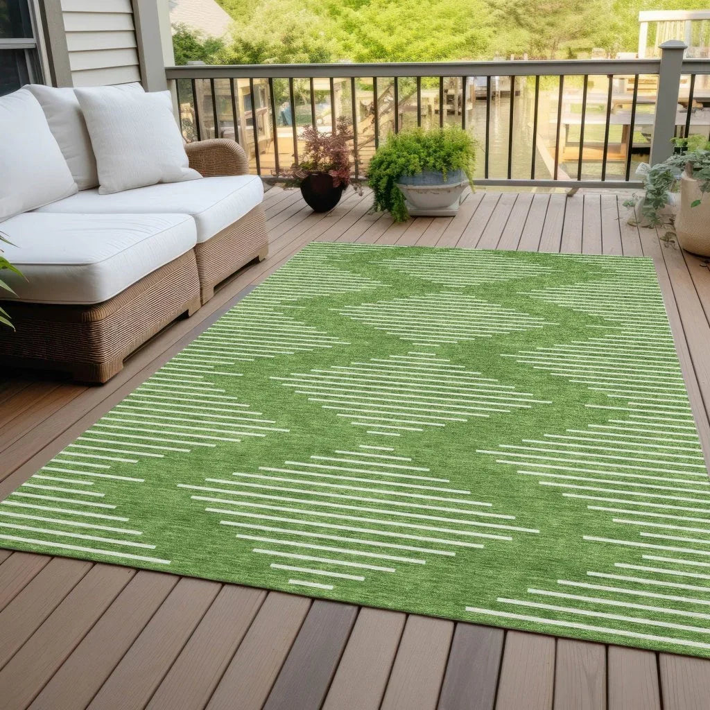 Velina Green Washable Indoor-Outdoor Rug-Outdoor Rugs-LOOMLAN Rugs-LOOMLAN