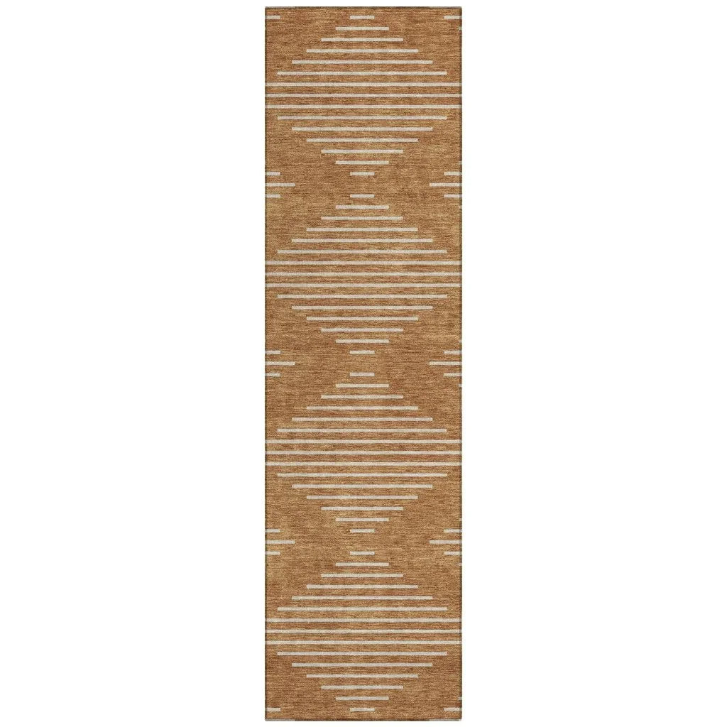 Velina Orange Washable Indoor-Outdoor Rug-Outdoor Rugs-LOOMLAN Rugs-2'3" x 7'6"-LOOMLAN