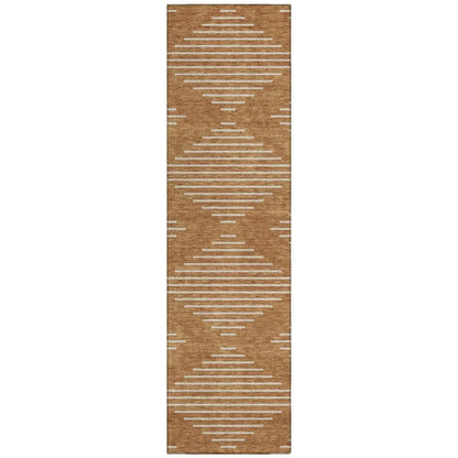 Velina Orange Washable Indoor-Outdoor Rug-Outdoor Rugs-LOOMLAN Rugs-2'3" x 7'6"-LOOMLAN