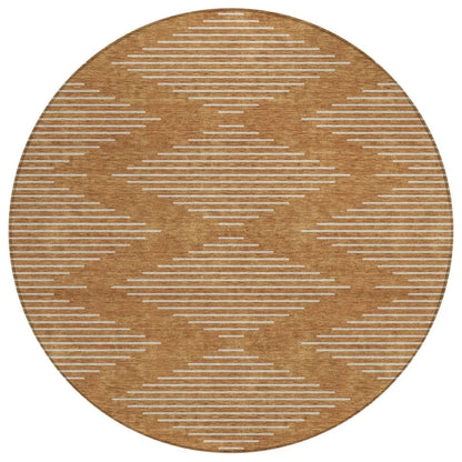 Velina Orange Washable Indoor-Outdoor Rug-Outdoor Rugs-LOOMLAN Rugs-8' x 8'-LOOMLAN