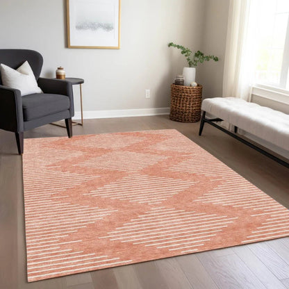 Velina Salmon Washable Indoor-Outdoor Rug-Outdoor Rugs-LOOMLAN Rugs-LOOMLAN