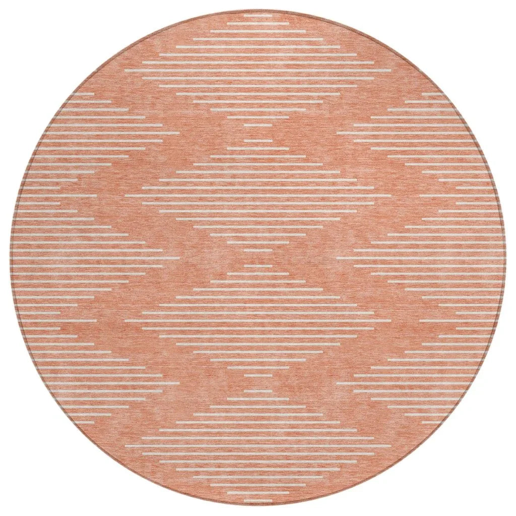 Velina Salmon Washable Indoor-Outdoor Rug-Outdoor Rugs-LOOMLAN Rugs-8' x 8'-LOOMLAN
