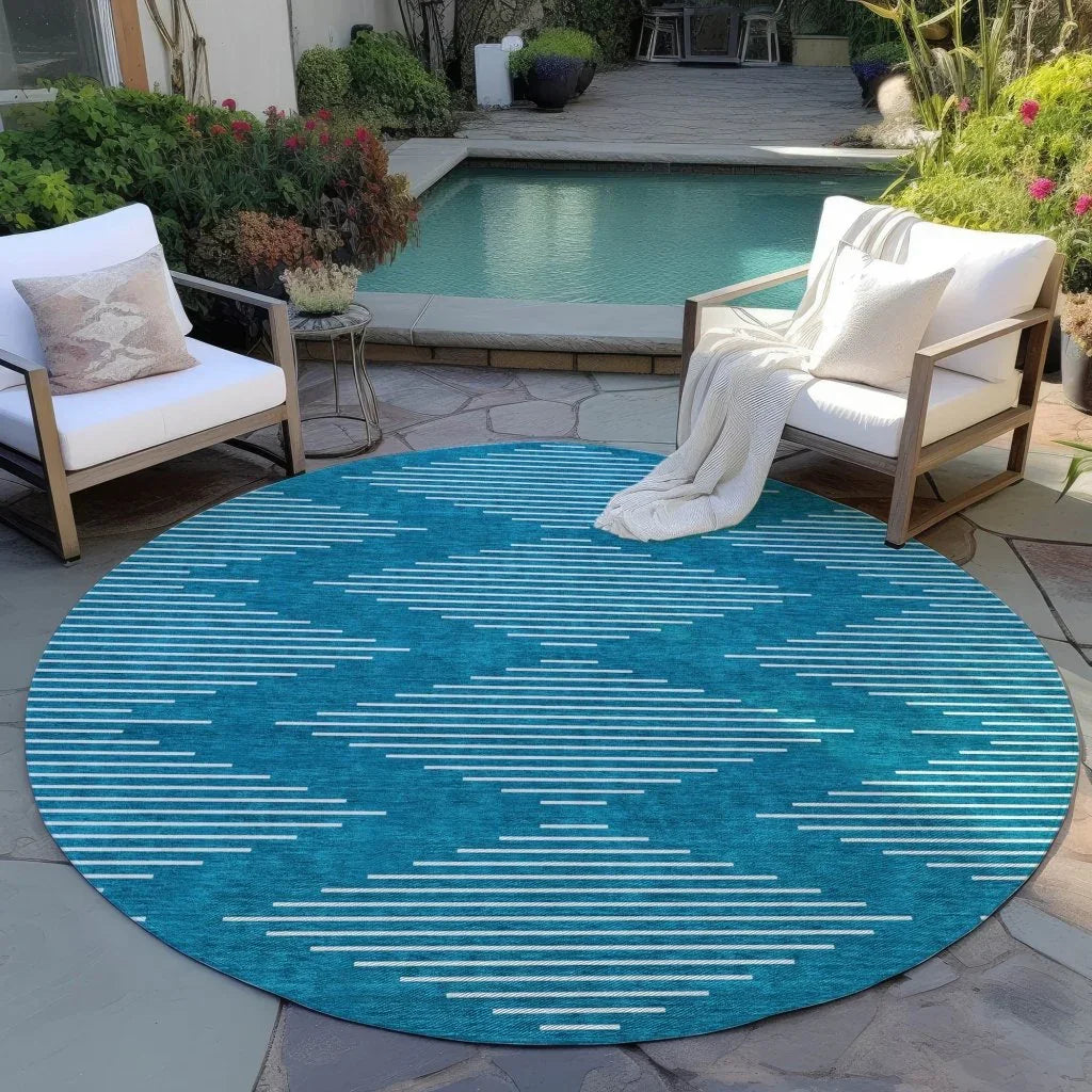 Velina Teal Washable Indoor-Outdoor Rug-Outdoor Rugs-LOOMLAN Rugs-LOOMLAN