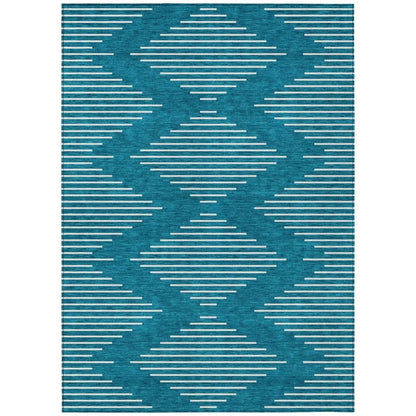 Velina Teal Washable Indoor-Outdoor Rug-Outdoor Rugs-LOOMLAN Rugs-2'6" x 3'10"-LOOMLAN