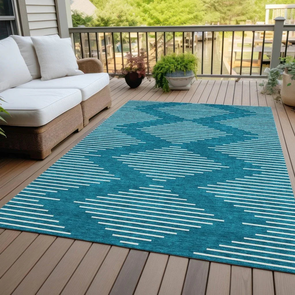 Velina Teal Washable Indoor-Outdoor Rug-Outdoor Rugs-LOOMLAN Rugs-LOOMLAN