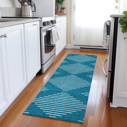 Velina Teal Washable Indoor-Outdoor Rug-Outdoor Rugs-LOOMLAN Rugs-LOOMLAN
