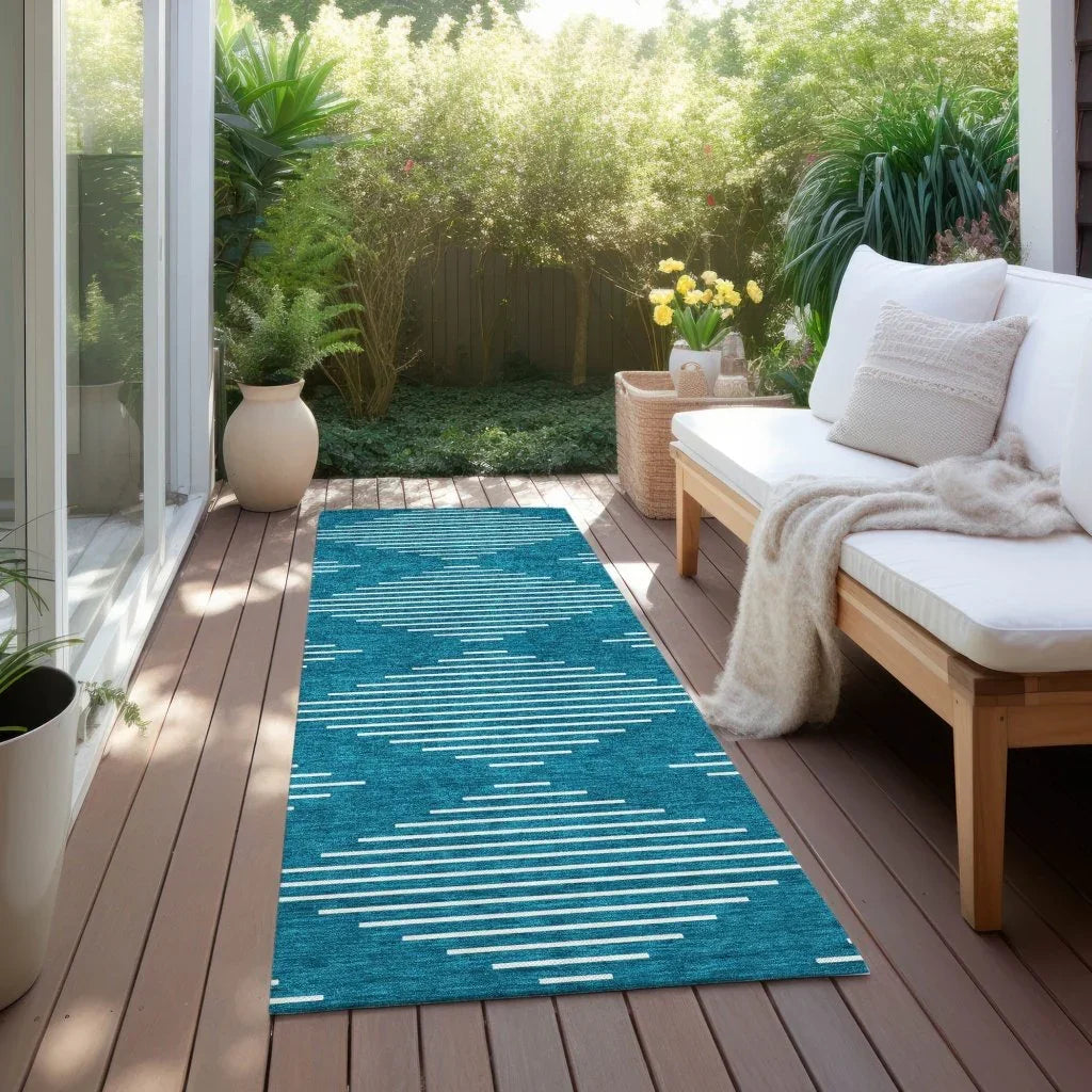 Velina Teal Washable Indoor-Outdoor Rug-Outdoor Rugs-LOOMLAN Rugs-LOOMLAN