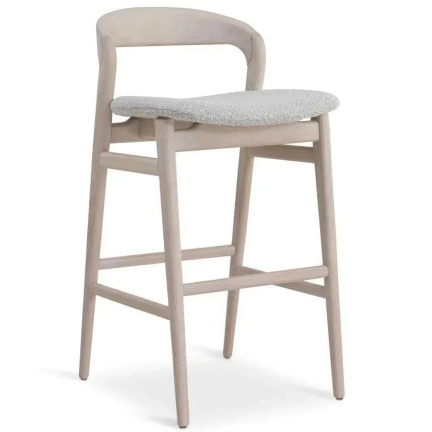 Velma Boucle Wooden Bar Stool - LOOMLAN - Urbia - Bar Stools