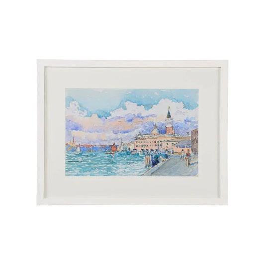 Venetian Views White Wood Framed Artwork-Framed Wall Art-Chelsea House-Building-LOOMLAN