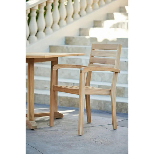 Venice Teak Outdoor Stacking Armchair 4PC-Outdoor Accent Chairs-HiTeak-LOOMLAN