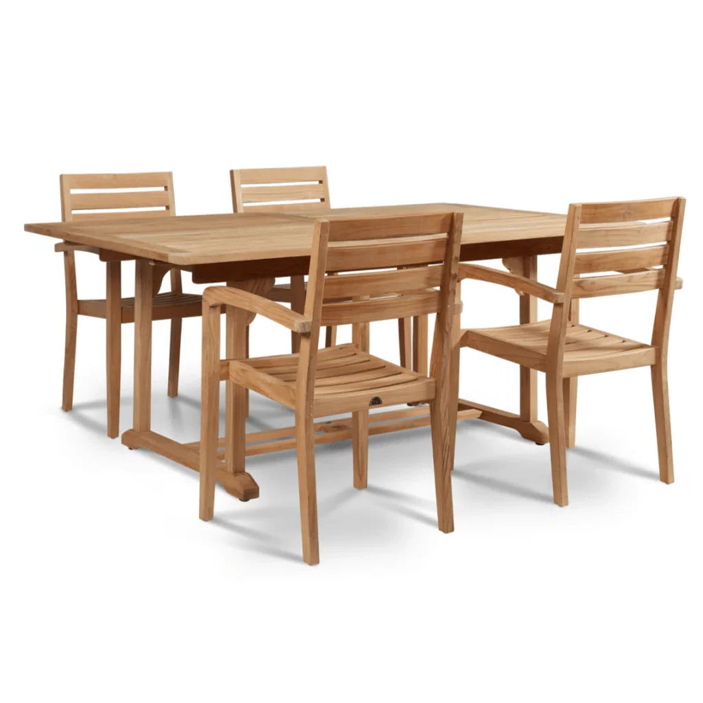 Venice Teak Patio Rectangular Dining Set 5PC-Outdoor Dining Sets-HiTeak-LOOMLAN