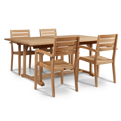 Venice Teak Patio Rectangular Dining Set 5PC-Outdoor Dining Sets-HiTeak-LOOMLAN