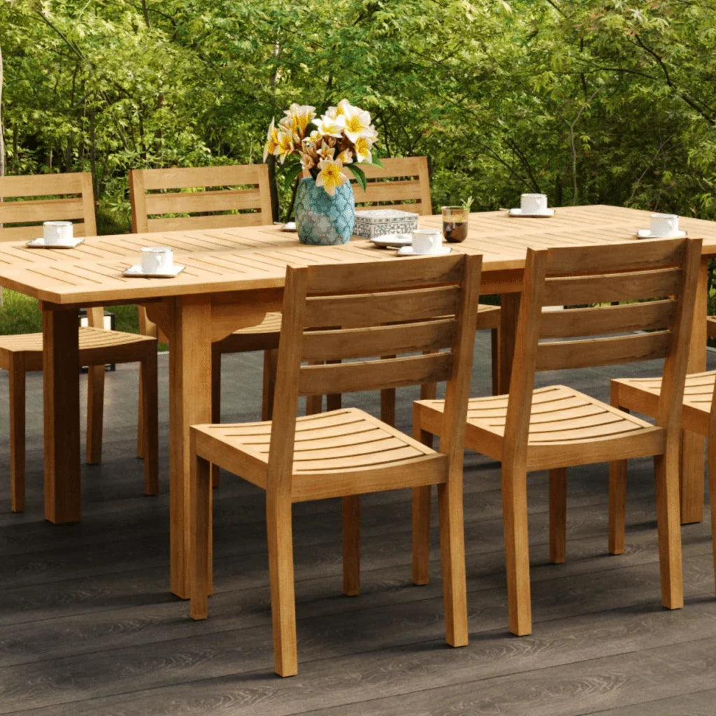 Venice Teak Stackable Patio Dining Chair 2PC-Outdoor Dining Chairs-HiTeak-LOOMLAN