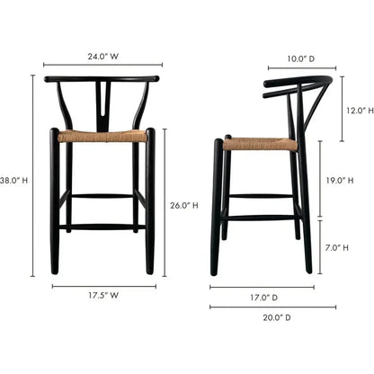 Ventana Two Tone Woven Seat Counter Stool - LOOMLAN - Moe's Home - Counter Stools