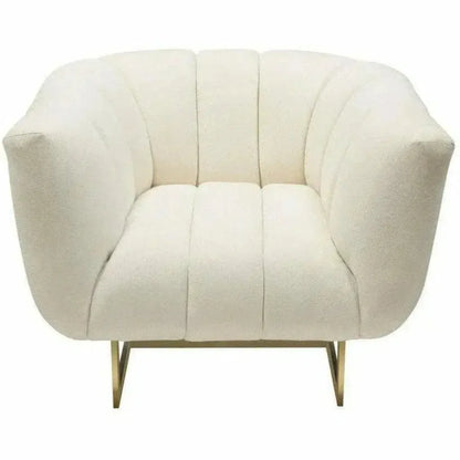 Venus Cream Velvet Barrel Club Chair With Toss Pillow - LOOMLAN - Diamond Sofa - Club Chairs