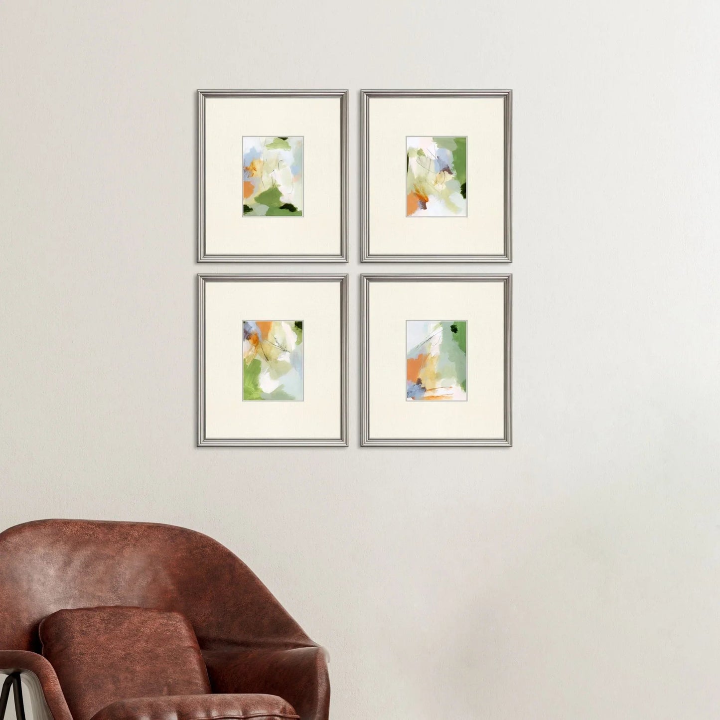 Verdure Wood Green Framed Wall Art 4PC