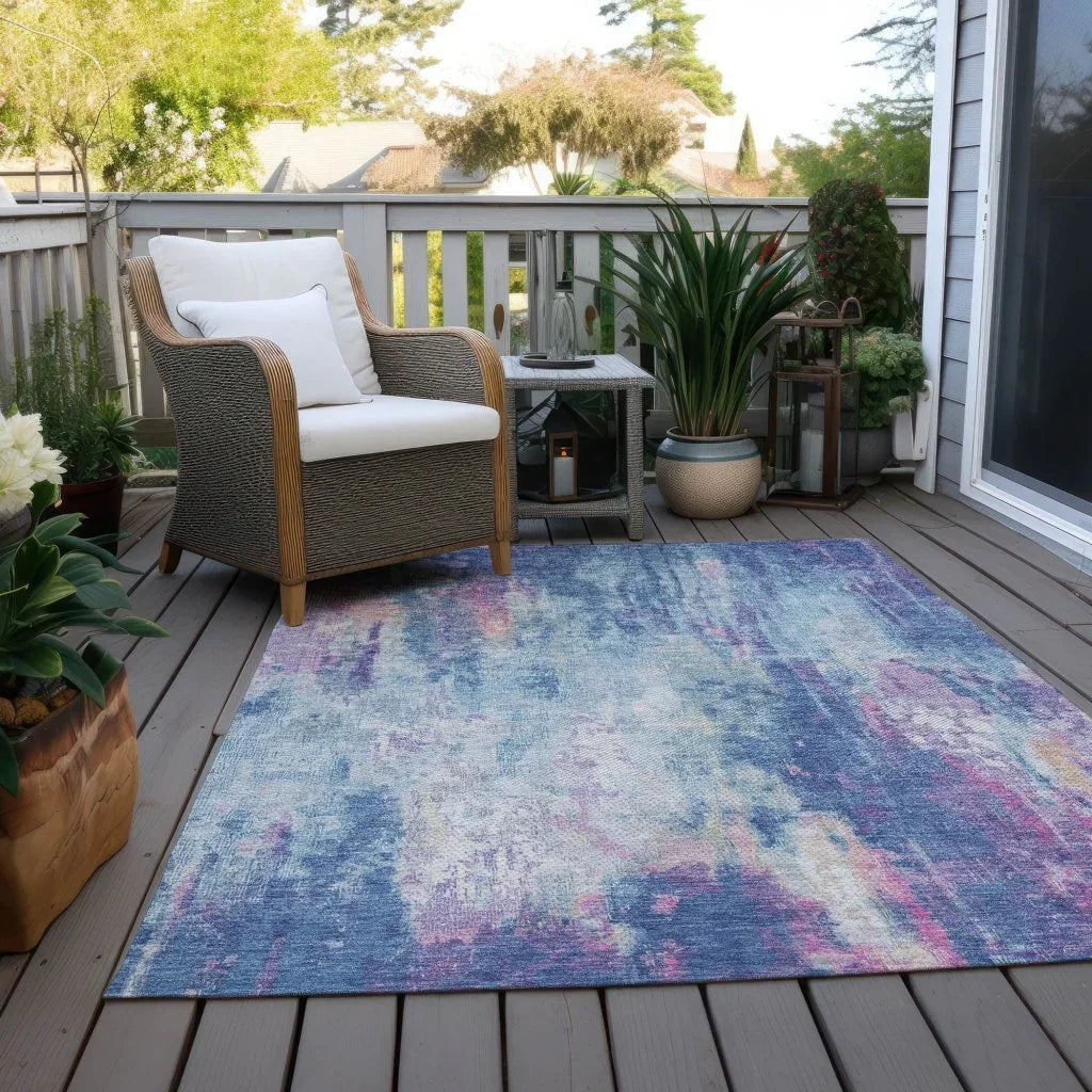 Verentha Blue Washable Indoor - Outdoor Rug - LOOMLAN - LOOMLAN Rugs - Outdoor Rugs