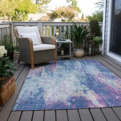 Verentha Blue Washable Indoor - Outdoor Rug - LOOMLAN - LOOMLAN Rugs - Outdoor Rugs