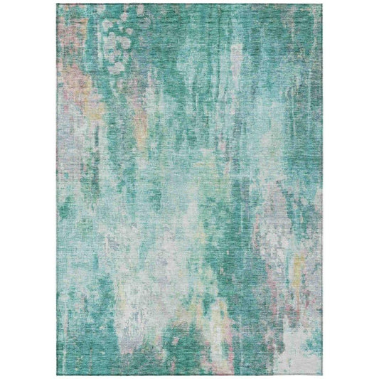 Verentha Teal Washable Indoor - Outdoor Rug - LOOMLAN - LOOMLAN Rugs - Outdoor Rugs