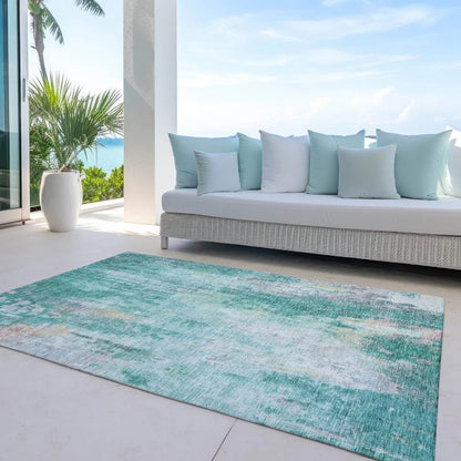 Verentha Teal Washable Indoor - Outdoor Rug - LOOMLAN - LOOMLAN Rugs - Outdoor Rugs