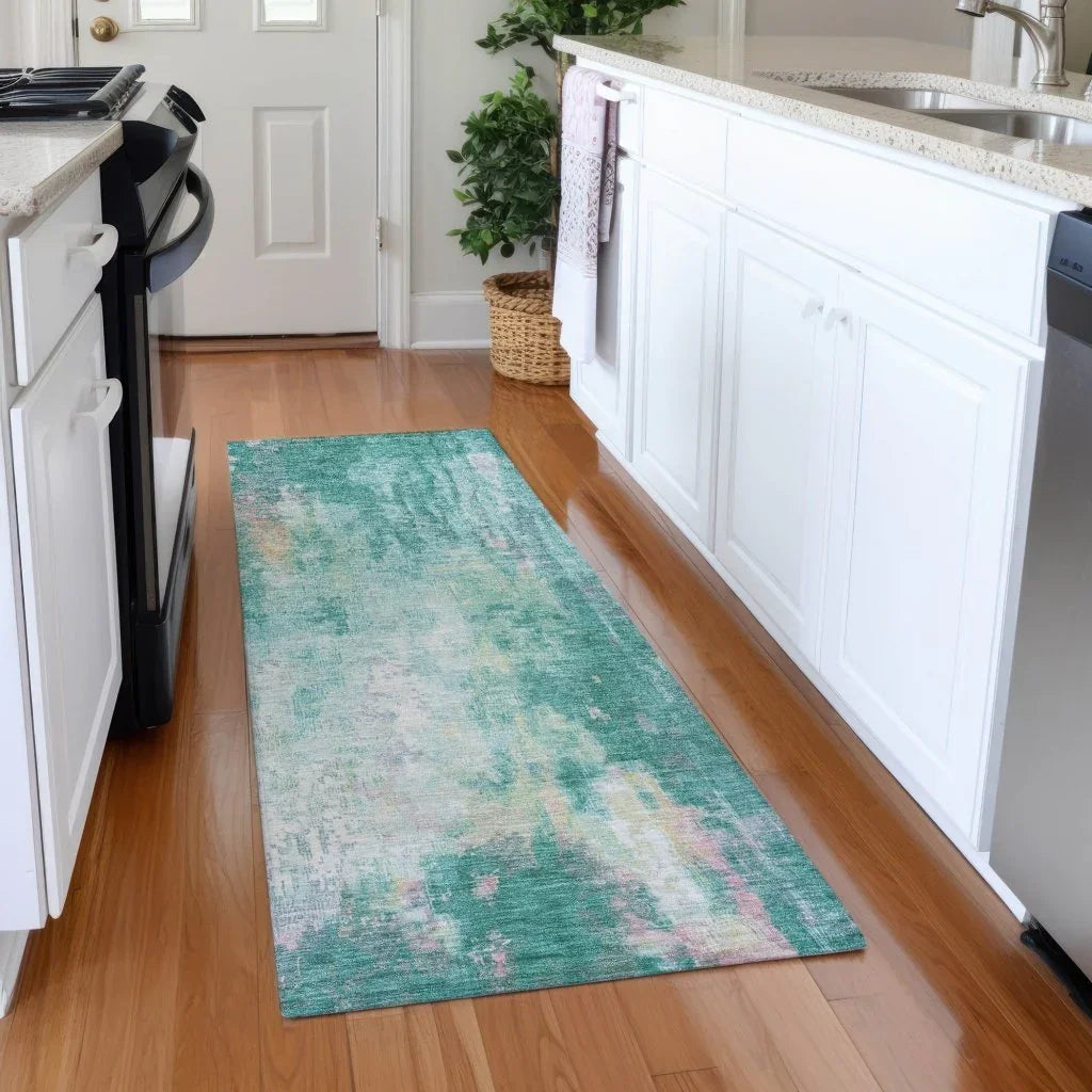 Verentha Teal Washable Indoor - Outdoor Rug - LOOMLAN - LOOMLAN Rugs - Outdoor Rugs