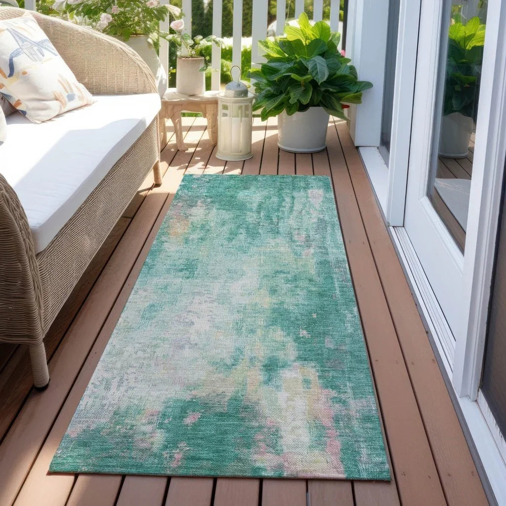 Verentha Teal Washable Indoor - Outdoor Rug - LOOMLAN - LOOMLAN Rugs - Outdoor Rugs