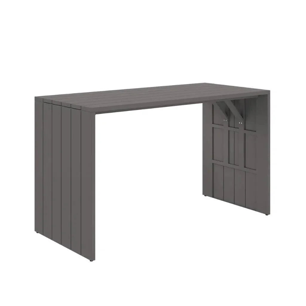 Verin Aluminum Outdoor Rectangular Bar Table-Outdoor Coffee Tables-SUNPAN-Warm Grey-LOOMLAN