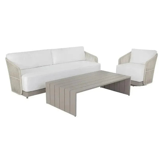 Verin Aluminum Outdoor Rectangular Coffee Table-Outdoor Coffee Tables-SUNPAN-LOOMLAN