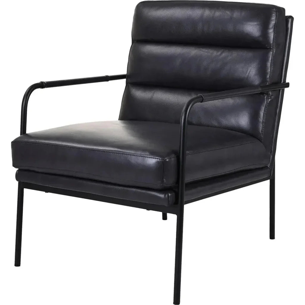 Verlaine Black Leather Armchair - LOOMLAN - Moe's Home - Accent Chairs