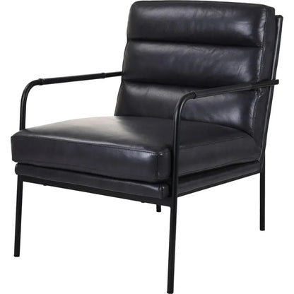 Verlaine Black Leather Armchair - LOOMLAN - Moe's Home - Accent Chairs