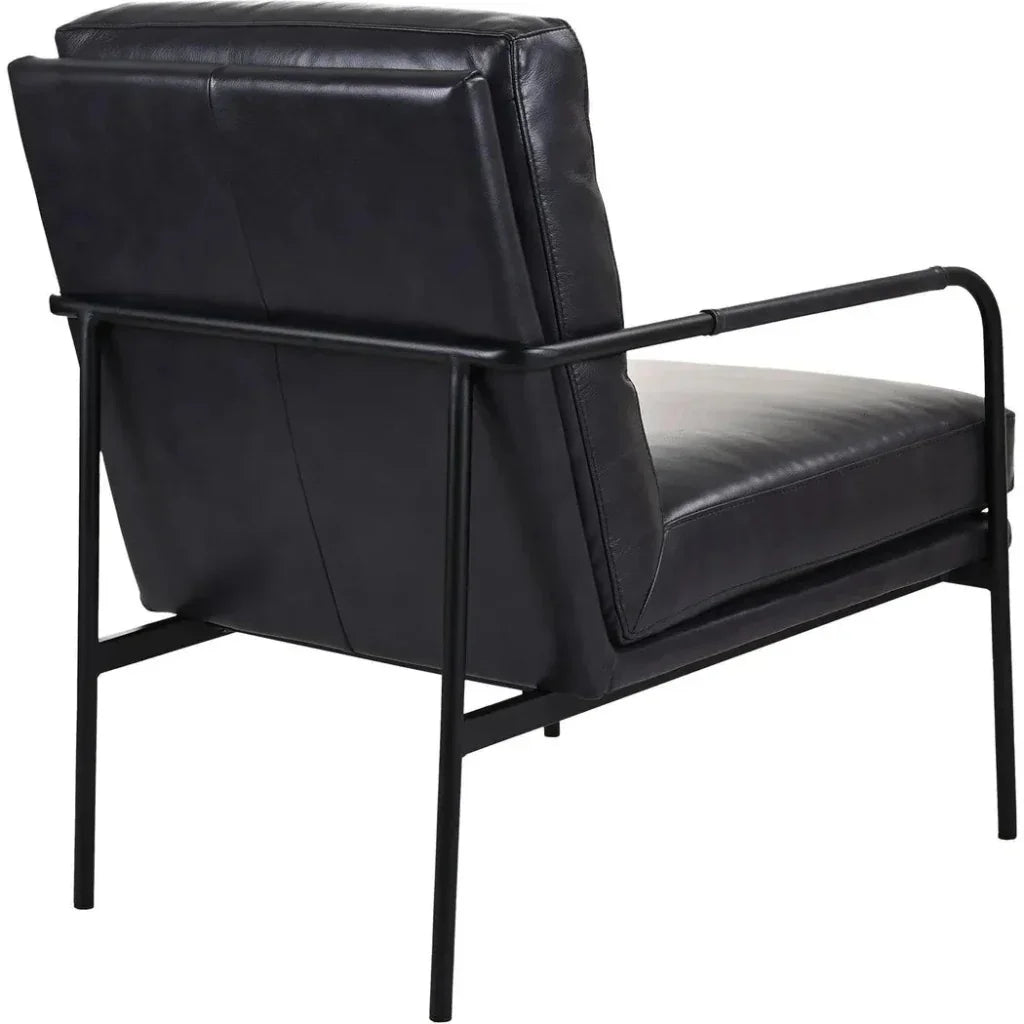 Verlaine Black Leather Armchair - LOOMLAN - Moe's Home - Accent Chairs