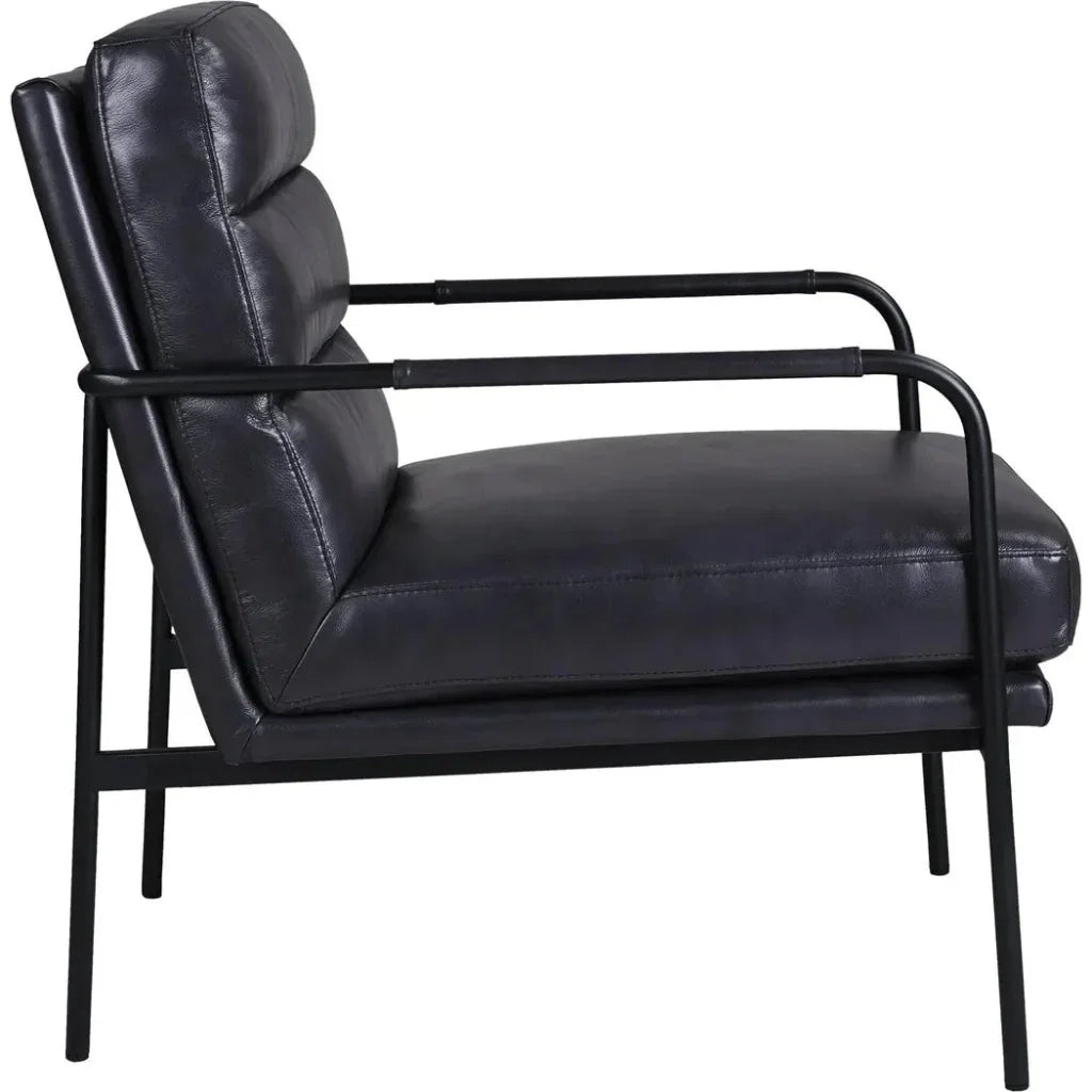 Verlaine Black Leather Armchair - LOOMLAN - Moe's Home - Accent Chairs