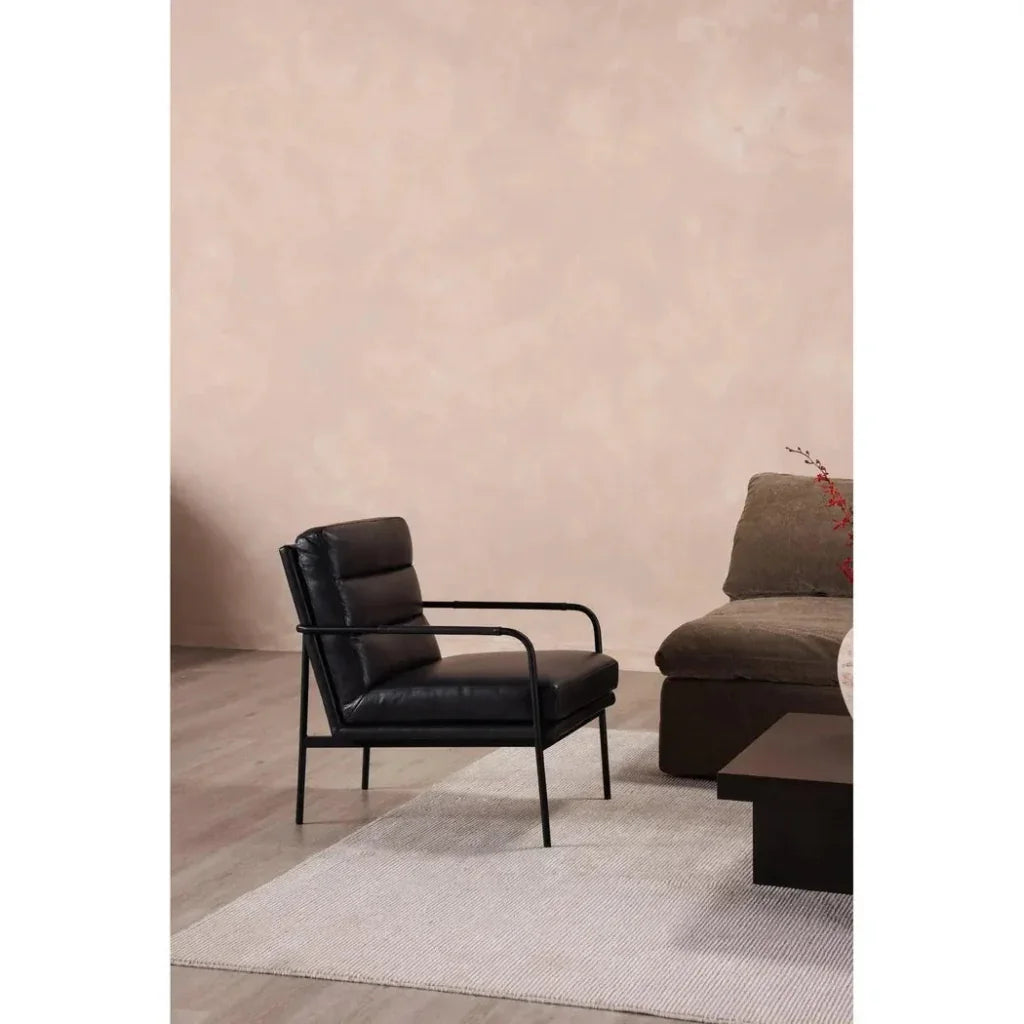 Verlaine Black Leather Armchair - LOOMLAN - Moe's Home - Accent Chairs
