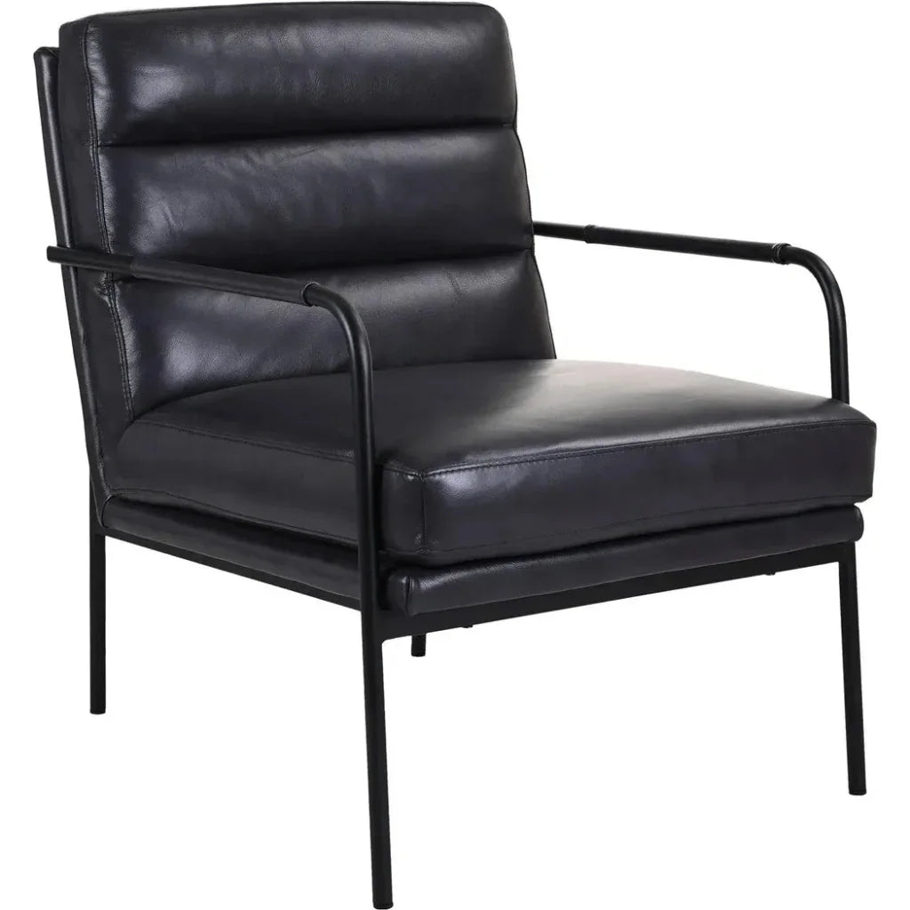 Verlaine Black Leather Armchair - LOOMLAN - Moe's Home - Accent Chairs