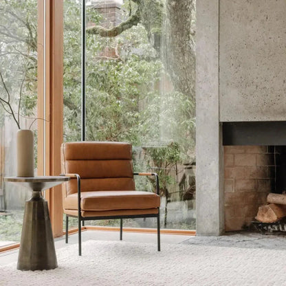 Verlaine Grain Brown Leather Living Room Chair - LOOMLAN - Moe's Home - Accent Chairs