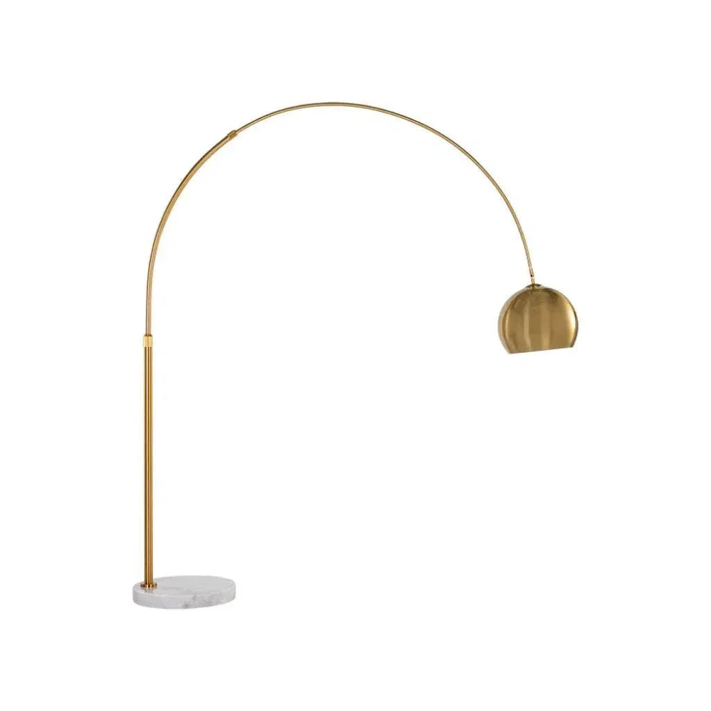 Vern Marble Based Arc Floor Lamp-Floor Lamps-SUNPAN-Brass-LOOMLAN