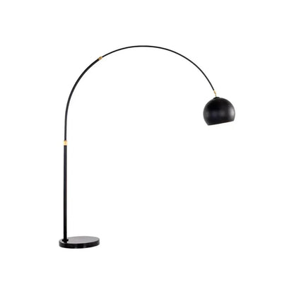 Vern Marble Based Arc Floor Lamp-Floor Lamps-SUNPAN-Black-LOOMLAN