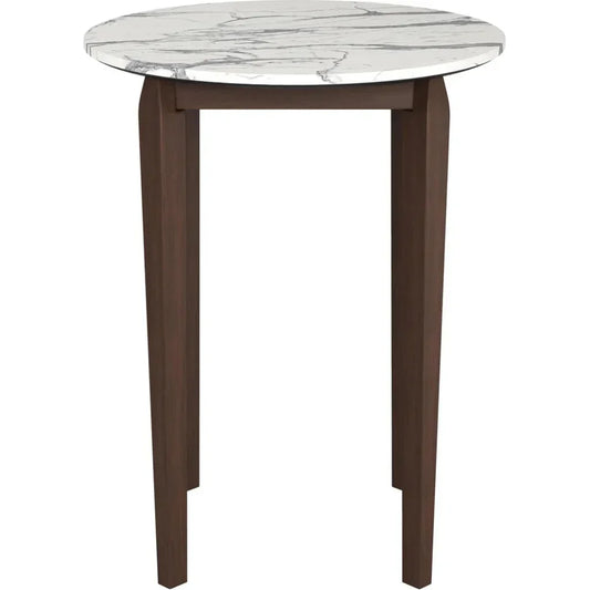 Vernon White Stone and Wood Round Bar Table - LOOMLAN - Zuo Modern - Bar Tables