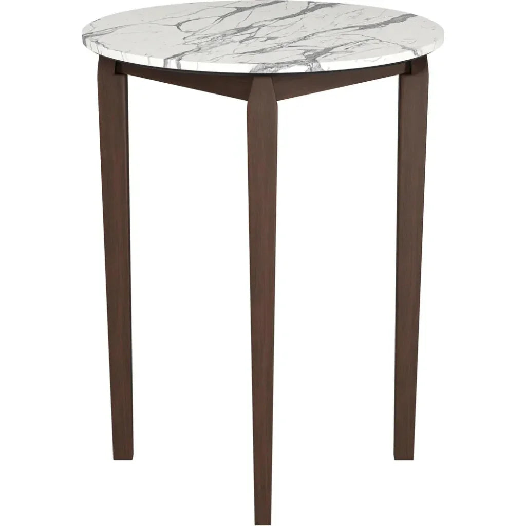 Vernon White Stone and Wood Round Bar Table - LOOMLAN - Zuo Modern - Bar Tables