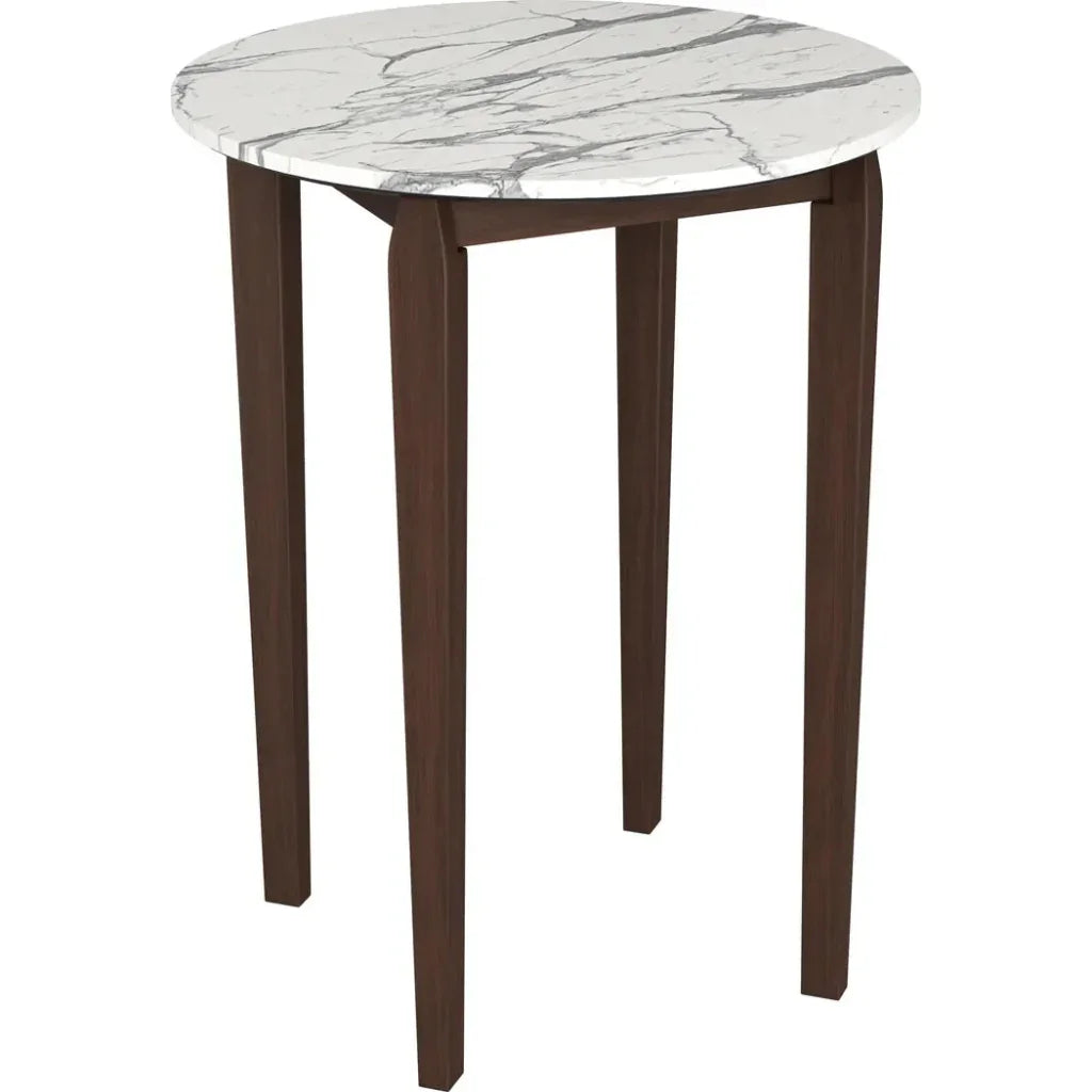 Vernon White Stone and Wood Round Bar Table - LOOMLAN - Zuo Modern - Bar Tables