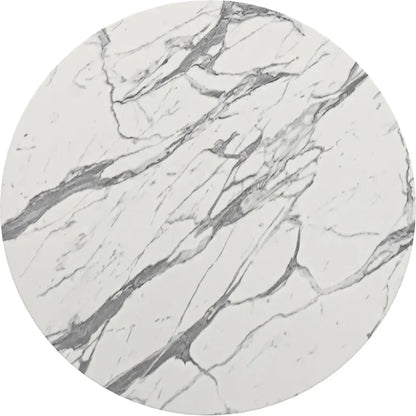 Vernon White Stone and Wood Round Bar Table - LOOMLAN - Zuo Modern - Bar Tables