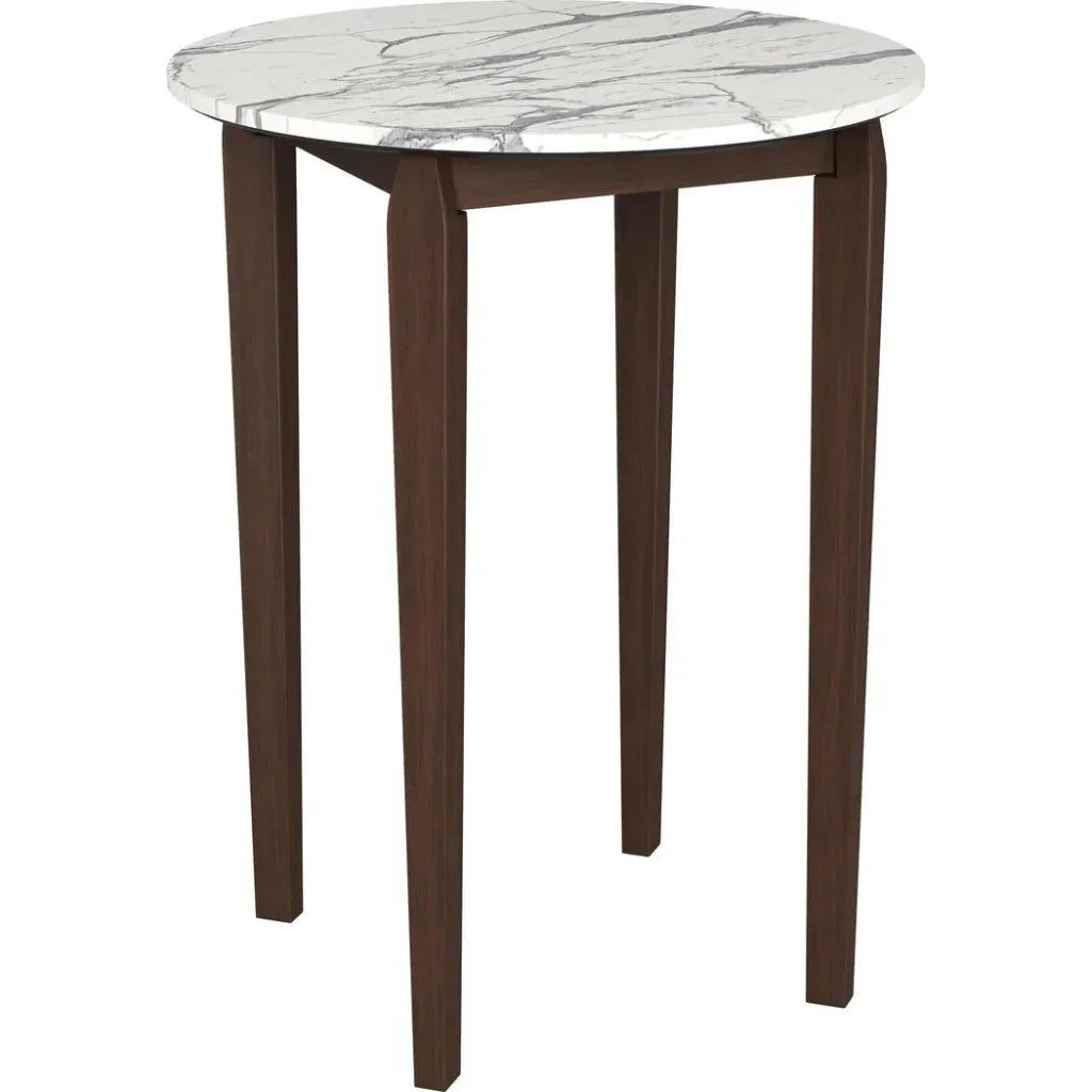 Vernon White Stone and Wood Round Bar Table - LOOMLAN - Zuo Modern - Bar Tables
