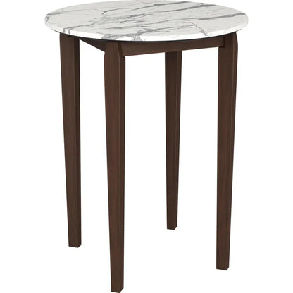 Vernon White Stone and Wood Round Bar Table - LOOMLAN - Zuo Modern - Bar Tables