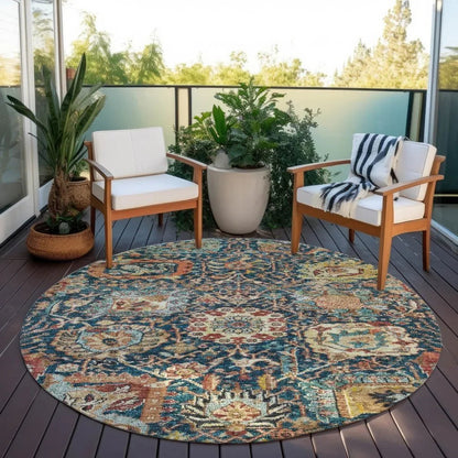 Verona Blue Washable Indoor-Outdoor Rug-Outdoor Rugs-LOOMLAN Rugs-LOOMLAN