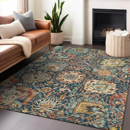 Verona Blue Washable Indoor-Outdoor Rug-Outdoor Rugs-LOOMLAN Rugs-LOOMLAN