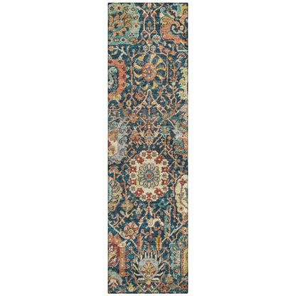 Verona Blue Washable Indoor-Outdoor Rug-Outdoor Rugs-LOOMLAN Rugs-2'3" x 7'6"-LOOMLAN