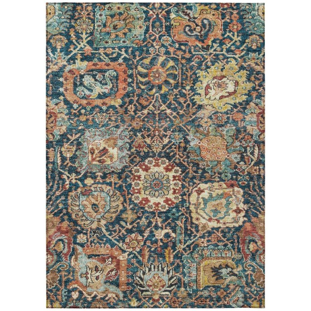 Verona Blue Washable Indoor-Outdoor Rug-Outdoor Rugs-LOOMLAN Rugs-2'6" x 3'10"-LOOMLAN