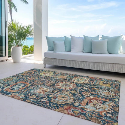 Verona Blue Washable Indoor-Outdoor Rug-Outdoor Rugs-LOOMLAN Rugs-LOOMLAN