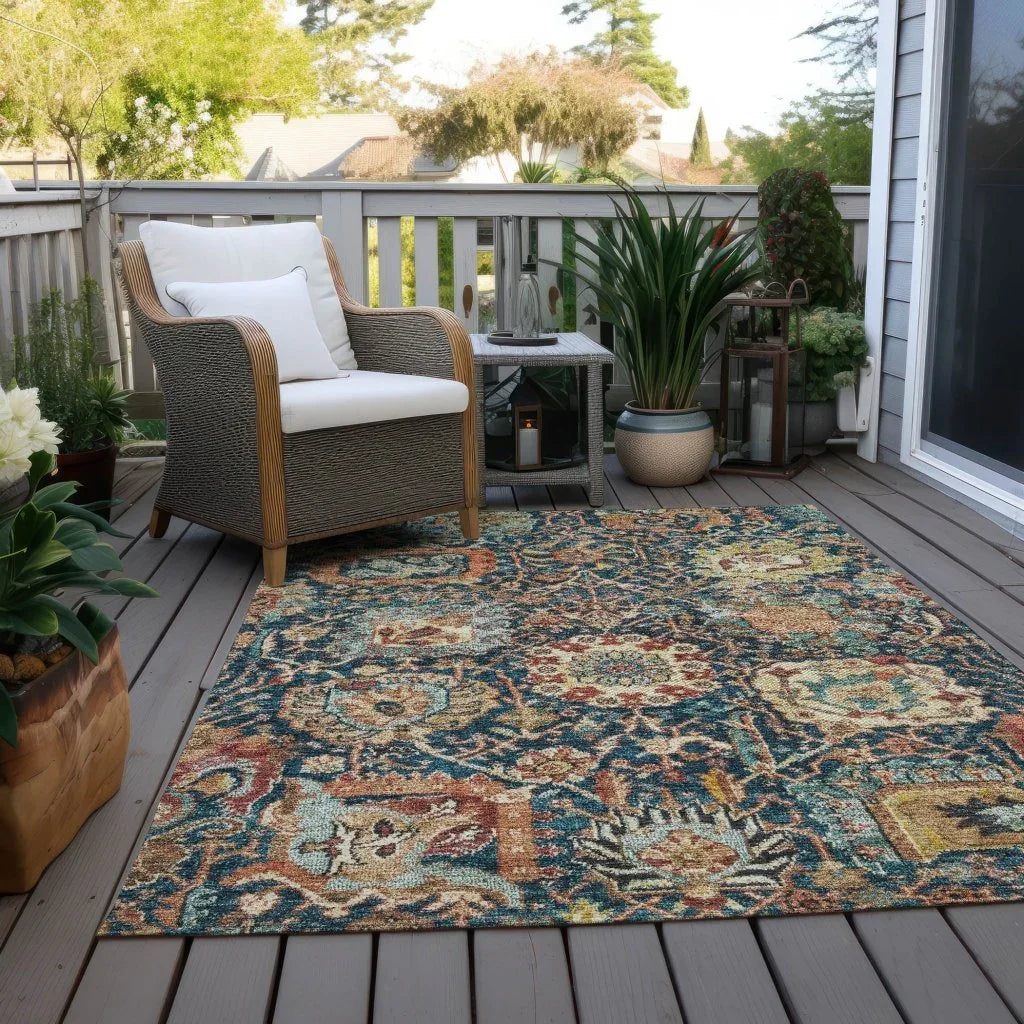 Verona Blue Washable Indoor-Outdoor Rug-Outdoor Rugs-LOOMLAN Rugs-LOOMLAN