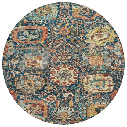 Verona Blue Washable Indoor-Outdoor Rug-Outdoor Rugs-LOOMLAN Rugs-8' x 8'-LOOMLAN